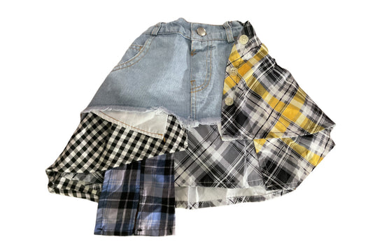 Patchwork Denim Skirt